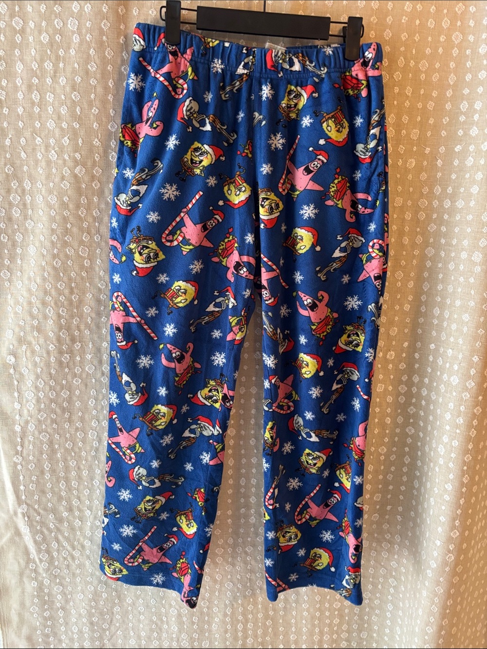 SpongeBob Squarepants Blue Pajama Pants with Pink Patrick & Yellow SpongeBob